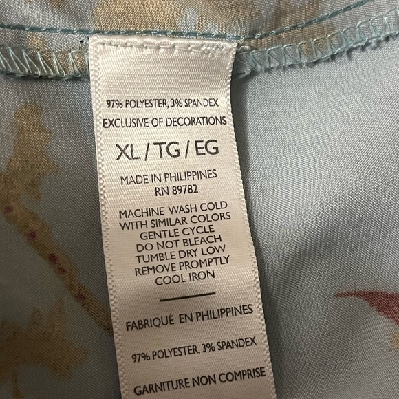 Natori Garden Melody Satin V Neck Blue & Burnt Umber Floral PJ Set, size XL - Picture 8 of 12